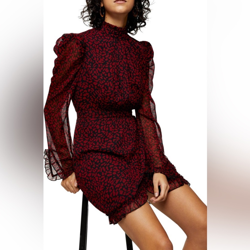 Red and black print topshop dress